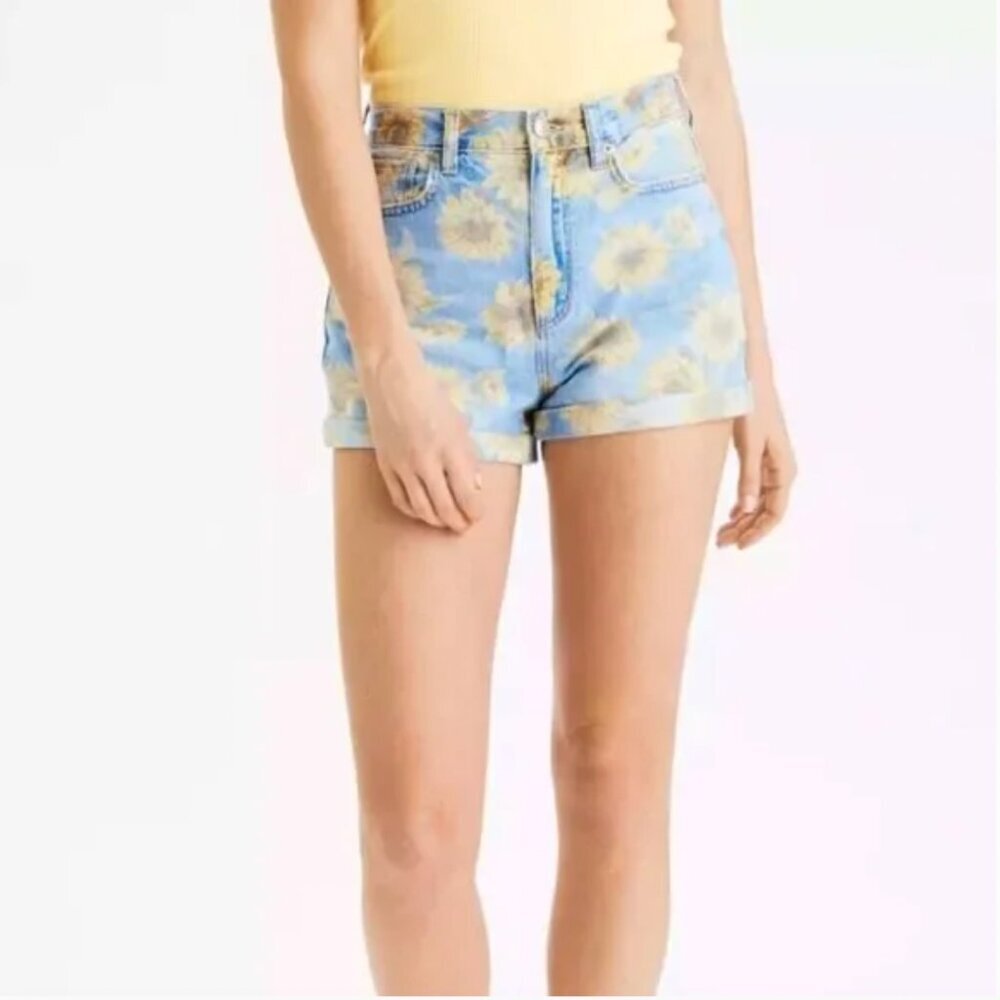 American Eagle Sunflower High Rise Mom Jean Shorts Size 2